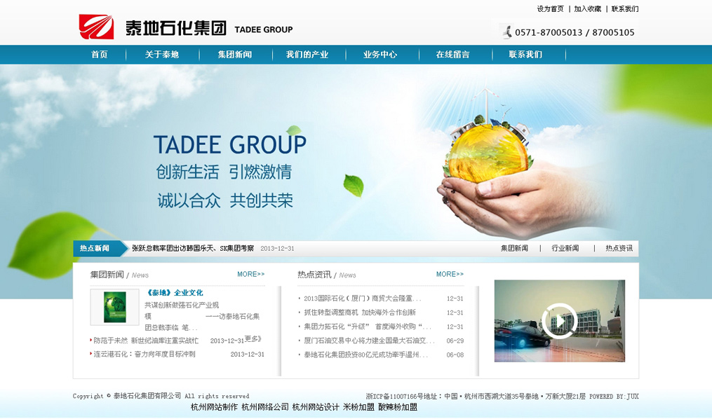 泰地石化集團網(wǎng)站效果圖
